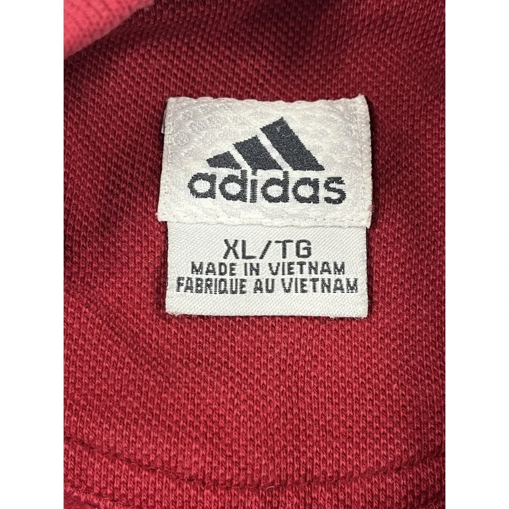 Y2K Adidas Sweatshirt Mens‎ XL Red Crew Neck Logo Fleece Lined Cotton Pullover